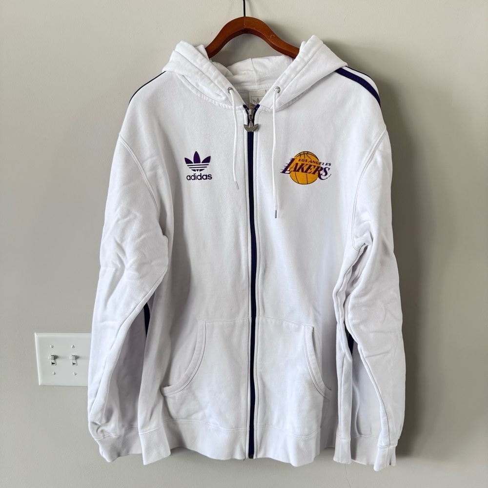 Adidas Classic Purple Stripe “LA Lakers” Full Zip Hoodie